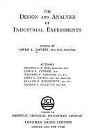 Book cover for The Design and Analysis of Industrial Experiments