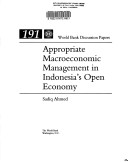 Book cover for Appropriate Macroeconomic Management in Indonesia's Open Economy