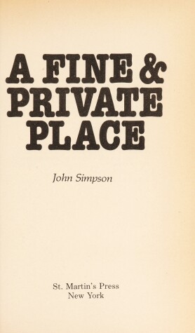 Book cover for A Fine & Private Place