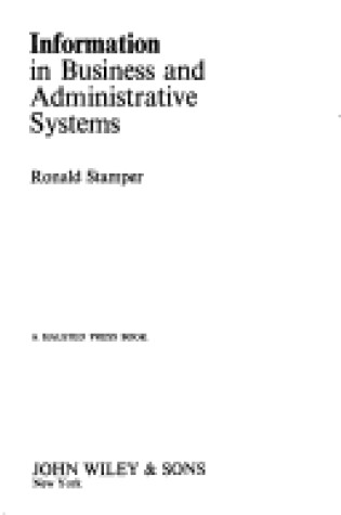 Cover of Information in Business and Administrative Systems