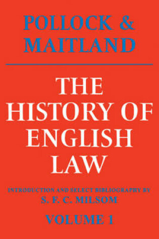 Cover of The History of English Law: Volume 1