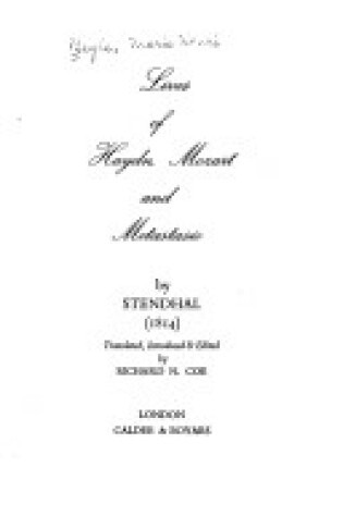 Cover of Lives of Haydn, Mozart and Metastasio