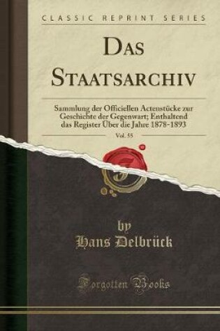 Cover of Das Staatsarchiv, Vol. 55