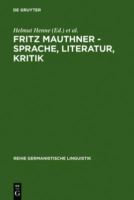 Book cover for Fritz Mauthner - Sprache, Literatur, Kritik