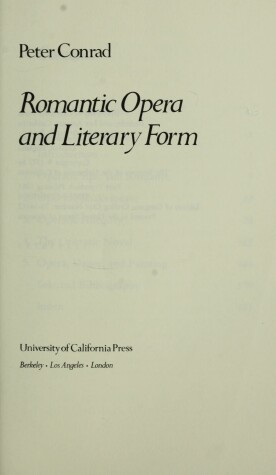 Book cover for Romantic Opera and Literary Form