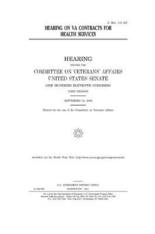 Cover of Hearing on VA contracts for health services