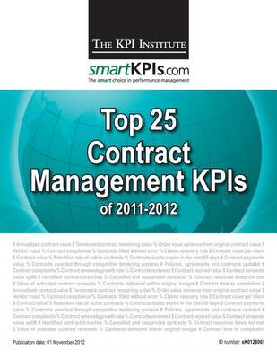 Book cover for Top 25 Contract Management KPIs of 2011-2012