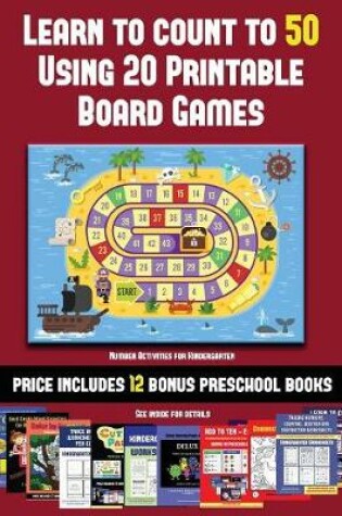 Cover of Number Activities for Kindergarten (Learn to Count to 50 Using 20 Printable Board Games)