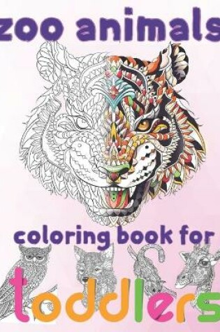 Cover of zoo animals coloring book for toddlers