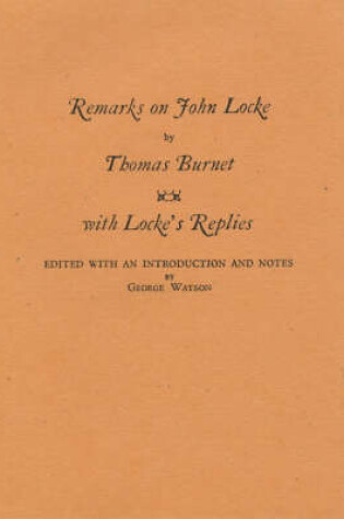 Cover of Remarks on John Locke