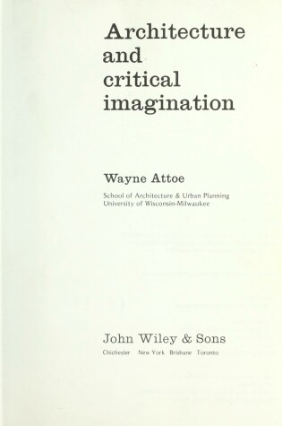 Cover of Architecture and Critical Imagination