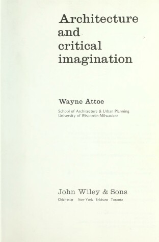 Book cover for Architecture and Critical Imagination