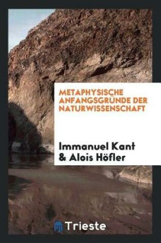 Cover of Metaphysische Anfangsgrunde Der Naturwissenschaft