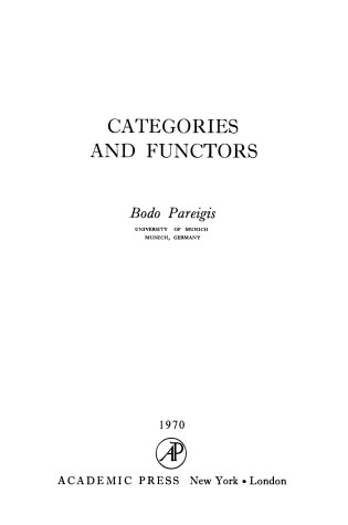 Cover of Categories and Functors