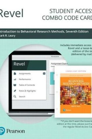 Cover of Revel for Introduction to Behavioral Research Methods -- Combo Access Card