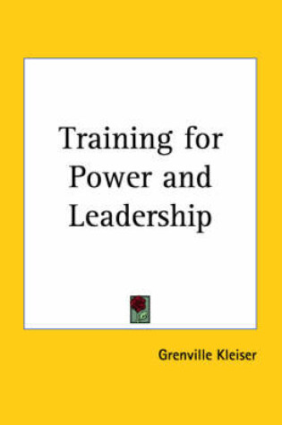 Cover of Training for Power and Leadership (1923)