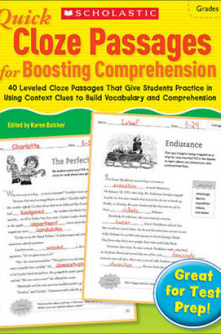 Cover of Quick Cloze Passages for Boosting Comprehension: Grades 4-6