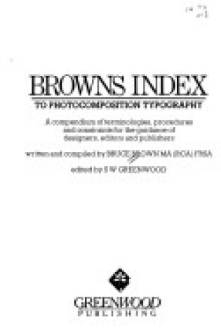 Cover of Index to Photocomposition Typography