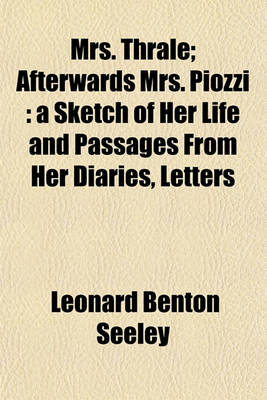 Book cover for Mrs. Thrale; Afterwards Mrs. Piozzi