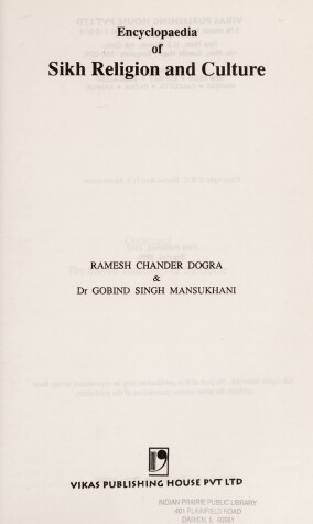 Book cover for Encyclopedia of Sikh Religion and Culture