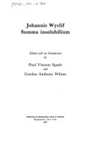 Cover of Summa Insolubilium