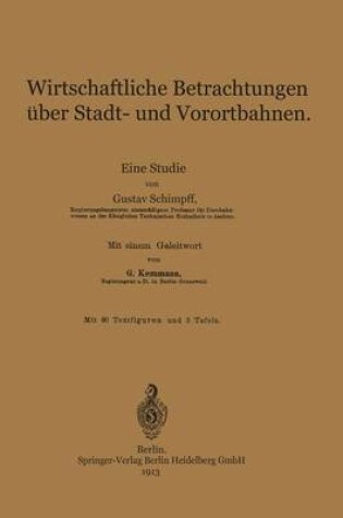 Cover of Wirtschaftliche Betrachtungen UEber Stadt- Und Vorortbahnen