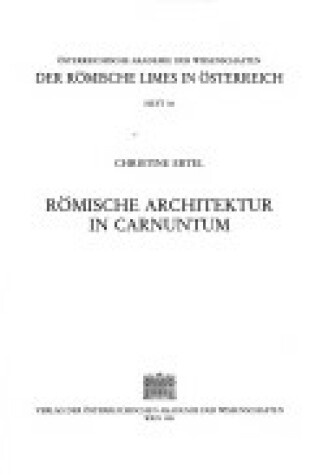 Cover of Romische Architektur in Carnuntum