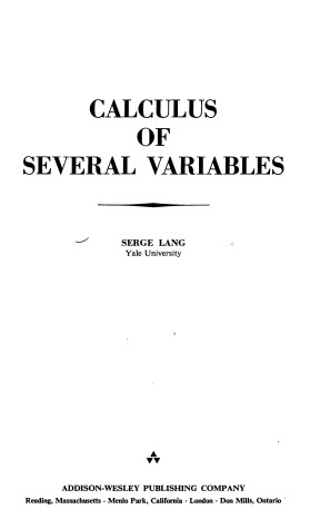 Cover of Calculus of Several Variables