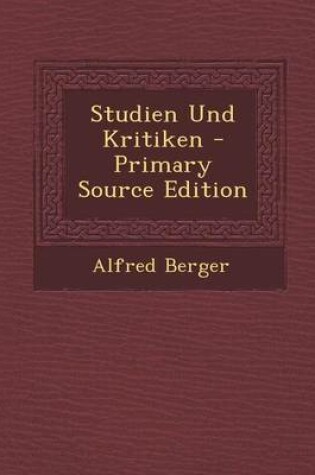 Cover of Studien Und Kritiken