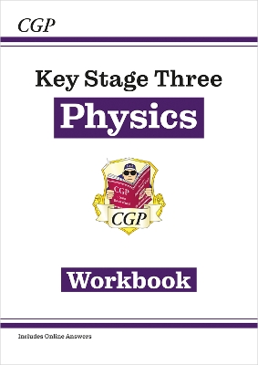 Book cover for KS3 Physics Workbook (includes online answers)