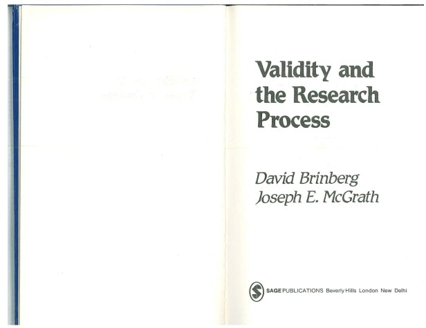 Book cover for Validity and the Research Process