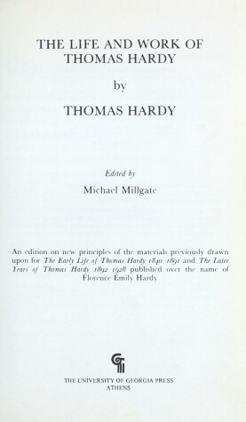 Book cover for Life and Work Thomas Hardy
