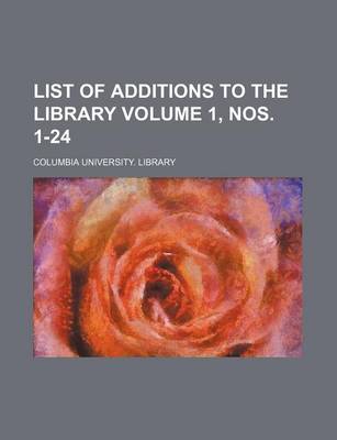 Book cover for List of Additions to the Library Volume 1, Nos. 1-24