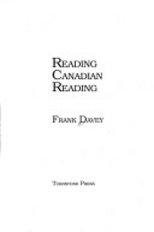 Cover of Reading Canadian Reading