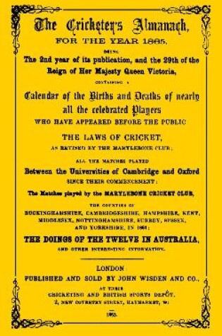 Cover of Wisden Cricketers' Almanack 1865