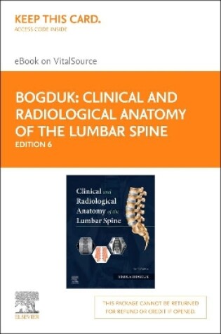 Cover of Clinical and Radiological Anatomy of the Lumbar Spine - Elsevier E-Book on Vitalsource (Retail Access Card)