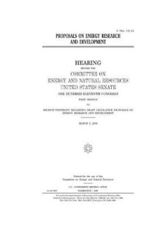 Cover of Proposals on energy research and development