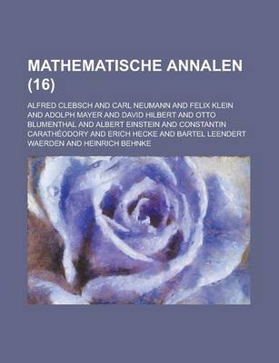 Book cover for Mathematische Annalen (16 )