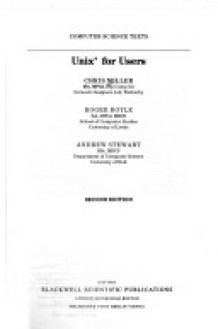 Cover of Unix for Users