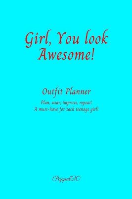 Book cover for Outfit Planner Cover Aqua color 200 pages 6x9 Inches