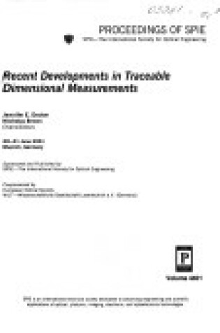 Cover of Recent Developments in Traceable Dimensional Measurements