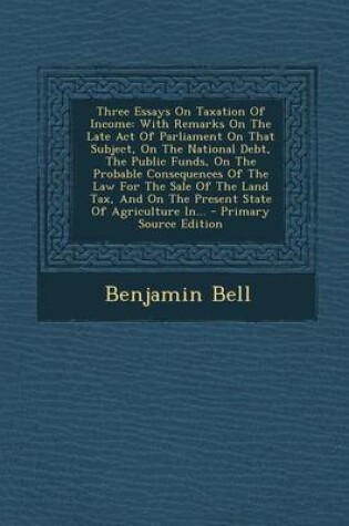 Cover of Three Essays on Taxation of Income