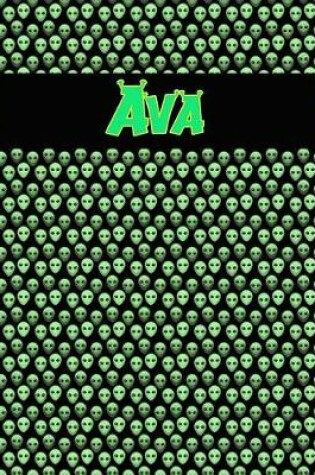 Cover of 120 Page Handwriting Practice Book with Green Alien Cover Ava