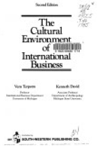 Cover of Cultural Environment of International Business