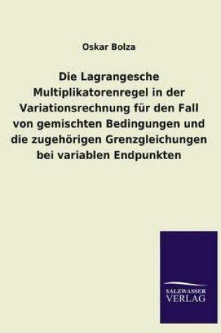 Cover of Die Lagrangesche Multiplikatorenregel in Der Variationsrechnung Fur Den Fall Von Gemischten Bedingungen Und Die Zugehorigen Grenzgleichungen Bei Varia