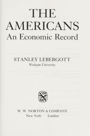 Cover of The Americans: An Economic Record