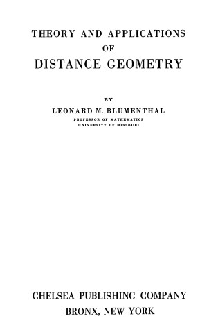 Cover of Theory and Applications of Distance Geometry,