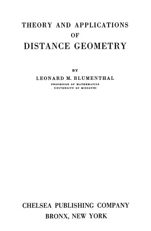 Book cover for Theory and Applications of Distance Geometry,