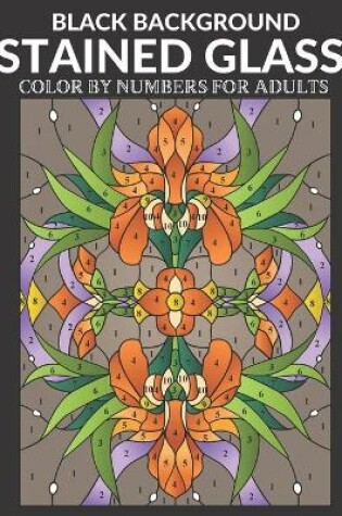 Cover of Stained Glass Color by Numbers For Adults BLACK BACKGROUND