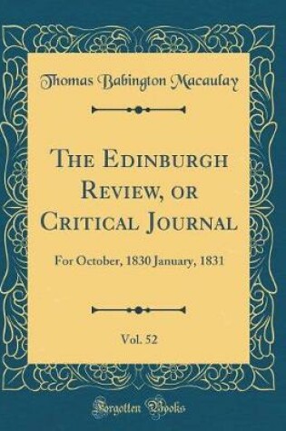 Cover of The Edinburgh Review, or Critical Journal, Vol. 52